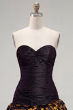 Black Golden Bodycon Sweetheart Homecoming Dress with Ruffles