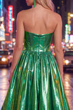 Royal Blue Metallic A-Line Sweetheart Ruched Corset Asymmetrical Homecoming Dress