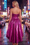 Royal Blue Metallic A-Line Sweetheart Ruched Corset Asymmetrical Homecoming Dress
