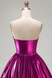 Metallic Dark Green A-Line Sweetheart Corset Asymmetrical 80s Homecoming Dress