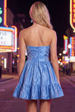 Strapless Dark Green A-Line Ruffles Homecoming Dress with Bow