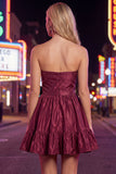 Strapless Dark Green A-Line Ruffles Homecoming Dress with Bow