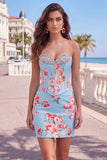 Sweetheart Yellow Corset Beaded Floral Tight Homecoming Dress