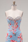 Sweetheart Yellow Corset Beaded Floral Tight Homecoming Dress