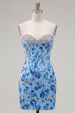 Sweetheart Yellow Corset Beaded Floral Tight Homecoming Dress