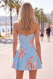 Strapless Yellow Pearl A-Line Corset Floral Homecoming Dress