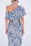 Yellow Mermaid One Shoulder Floral Long Mother Of the Bride Dress