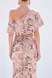 Yellow Mermaid One Shoulder Floral Long Mother Of the Bride Dress