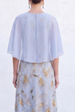 Green A-Line Beaded Round Neck Long Mother Of the Bride Dress with Cape
