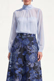 A-Line Purple High Neck 2 Piece Midi Mother Of the Bride Dress with Long Sleeves