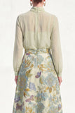 A-Line Purple High Neck 2 Piece Midi Mother Of the Bride Dress with Long Sleeves