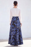 Green A-Line Bateau Neck 2 Piece Jacquard Floral Long Mother Of the Bride Dress