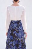 Green A-Line Bateau Neck 2 Piece Jacquard Floral Long Mother Of the Bride Dress