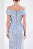 Mermaid Royal Blue Off the Shoulder Long Mother Of the Bride Dress with 3D Flowers