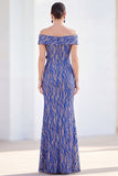 Mermaid Royal Blue Off the Shoulder Long Mother Of the Bride Dress with 3D Flowers