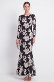 Mermaid Black Bateau Neck Floral Long Mother Of the Bride Dress with Embroidery