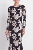 Mermaid Black Bateau Neck Floral Long Mother Of the Bride Dress with Embroidery