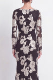 Mermaid Black Bateau Neck Floral Long Mother Of the Bride Dress with Embroidery