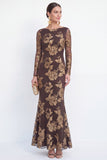 Mermaid Black Bateau Neck Floral Long Mother Of the Bride Dress with Embroidery