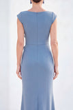 Fuchsia Mermaid Bateau Neck Ruched Floral Long Mother Of the Bride Dress with Cap Sleeves
