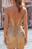 Sparkly Fuchsia Sweetheart Bodycon Sequins Homecoming Dress with Lace Up Back