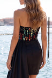 Sweetheart Red Bodycon Sheer Corset Ruched Sequins Homecoming Dress with Sash