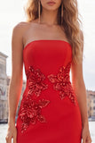Pink Strapless Floral Bodycon Sequins Homecoming Dress