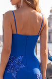 Black Floral Spaghetti Straps Sequins Homecoming Dress
