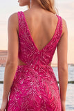 Sparkly Green Bodycon V-Neck Cut Out Sequins Short Homecoming Dress