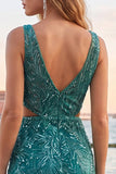 Sparkly Green Bodycon V-Neck Cut Out Sequins Short Homecoming Dress