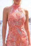Mint Green Bodycon Halter Neck Floral Sequins Homecoming Dress
