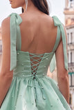 Lilac Pearl Mini Fairy Tale Tiered Homecoming Dress with Lace Up Back