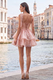 Lilac Pearl Mini Fairy Tale Tiered Homecoming Dress with Lace Up Back