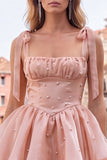 Lilac Pearl Mini Fairy Tale Tiered Homecoming Dress with Lace Up Back