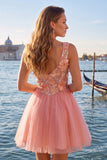 A-Line Yellow V-Neck Floral Sequins Homecoming Dress