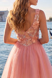 A-Line Yellow V-Neck Floral Sequins Homecoming Dress