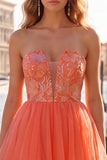 Yellow A-Line Strapless Floral Embroidered Short Homecoming Dress