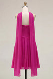 Yellow A-Line Strapless Ruched Pleated Homecoming Dress with Neck Scarf