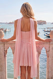 Yellow A-Line Strapless Ruched Pleated Homecoming Dress with Neck Scarf