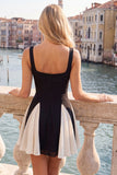 Black Square Neck A-Line Short Homecoming Dress