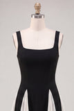 Black Square Neck A-Line Short Homecoming Dress