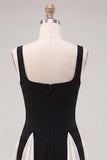 Black Square Neck A-Line Short Homecoming Dress