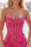 Pearl Off the Shoulder Pink Corset Floral Homecoming Dress with Sequins