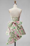 Sweetheart A-Line Floral Jacquard Pearls Homecoming Dress with Bow