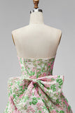 Sweetheart A-Line Floral Jacquard Pearls Homecoming Dress with Bow