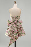 Sweetheart A-Line Floral Jacquard Pearls Homecoming Dress with Bow