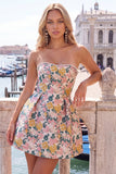 Sweetheart Pink Flower A-Line Jacquard Pearls Homecoming Dress with Bow