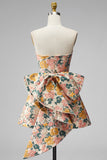 Sweetheart A-Line Floral Jacquard Pearls Homecoming Dress with Bow