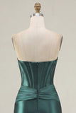 Dark Green Sweetheart Corset Satin Bodycon Homecoming Dress with Sash