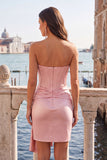 Dark Green Sweetheart Corset Satin Bodycon Homecoming Dress with Sash